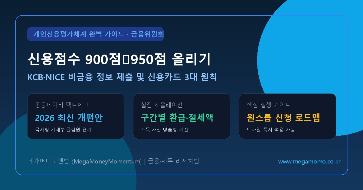 신용점수 900점➔950점 올리기 30일 완성 로드맵: KCB·NICE 비금융 정보 제출 및 신용카드 한도 상향 3대 원칙 (최신)