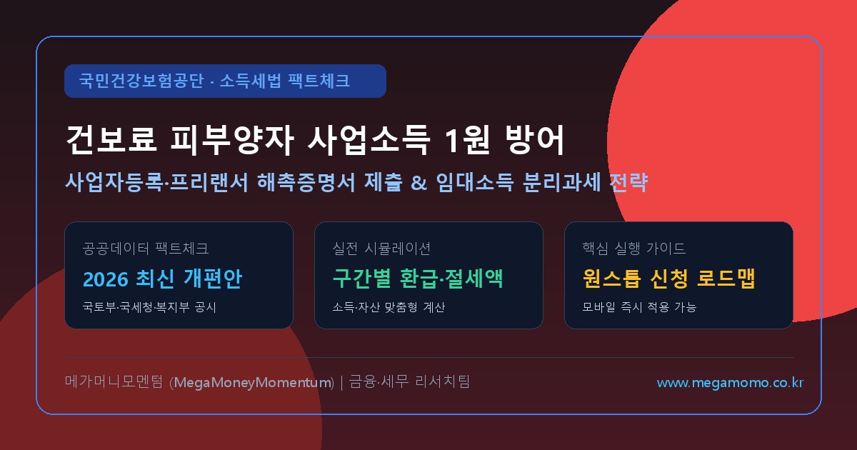 2026 건강보험 피부양자 탈락 방지: 사업소득 1원 발생 시 대처법 및 임대소득 분리과세 전략 (최신)