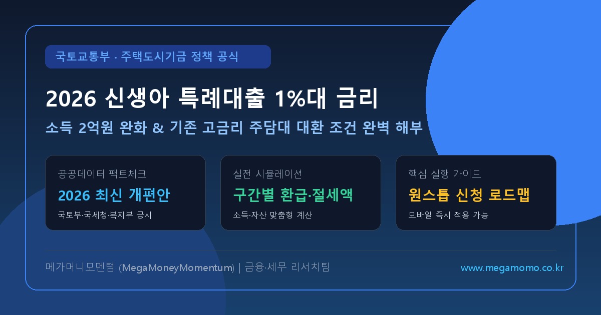 2026 신생아 특례대출 금리 1.6% 신청 자격 및 대환 조건 총정리: 소득 요건 2억원 완화 팩트체크 (최신)